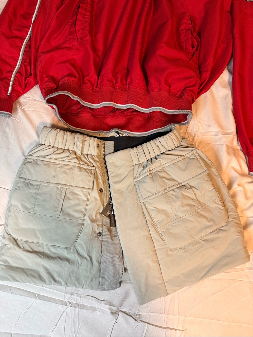 Neutral Cream Circle Skirt with Utility Pockets & Built-in Shorts